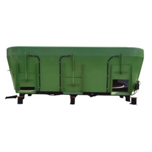 Jummos fix and tractor TMR mixer with multiple side discharge doors for herd feeding