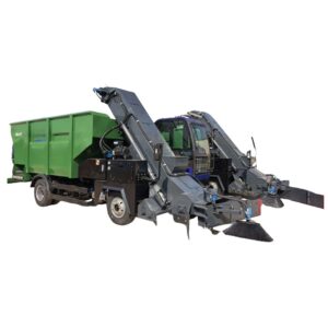 ummos 9SJ-12 waste material collection vehicle with sweeping brushes and conveyor